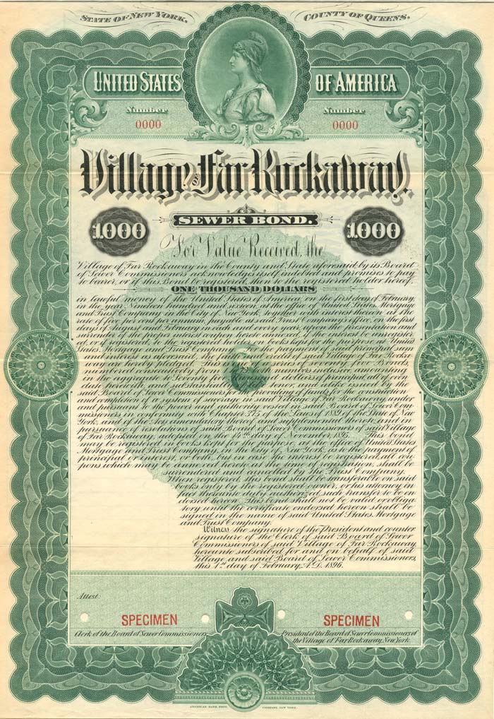 Village of Far Rockaway - Specimen Bond